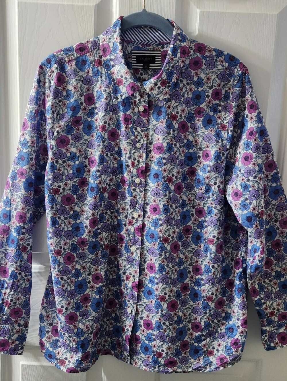 Talbots Large Petite 100% Cotton Shirt With Earrings